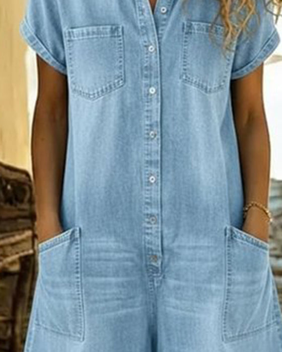 Kombinezon Krótki Rękaw Denim