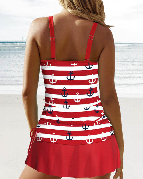 Komplet kostium kąpielowy z nadrukiem w paski