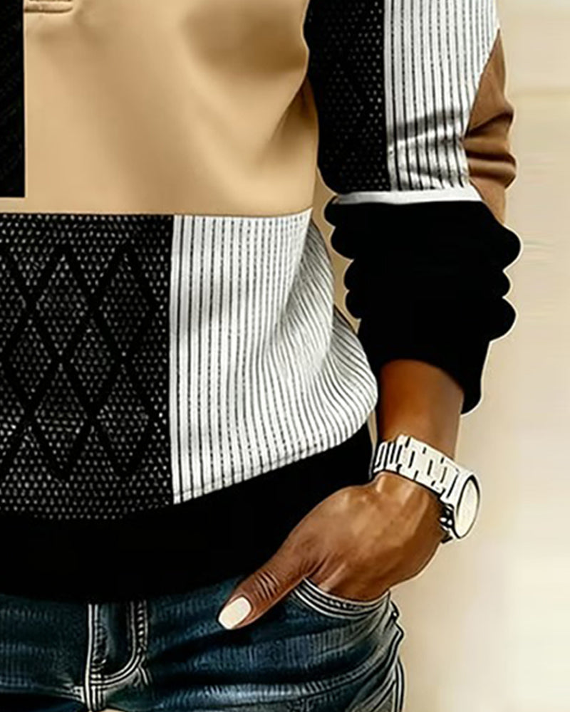 Bluza Pół Zamek Błyskawiczny Wyściełany Polar Kolorblok