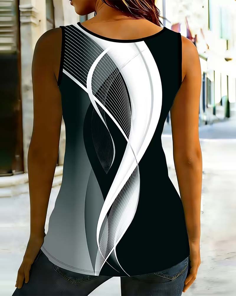 Tank Top Okrągły Dekolt Wycięcie Pierścień Linia