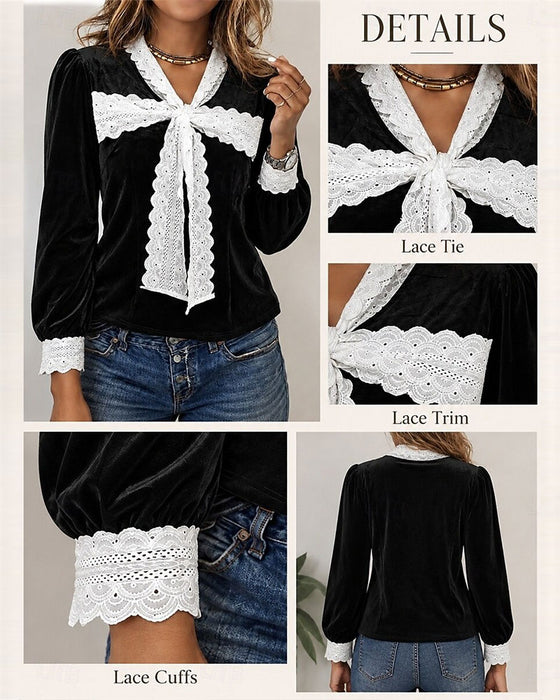 Top V-Szyja Kokarda Patchwork