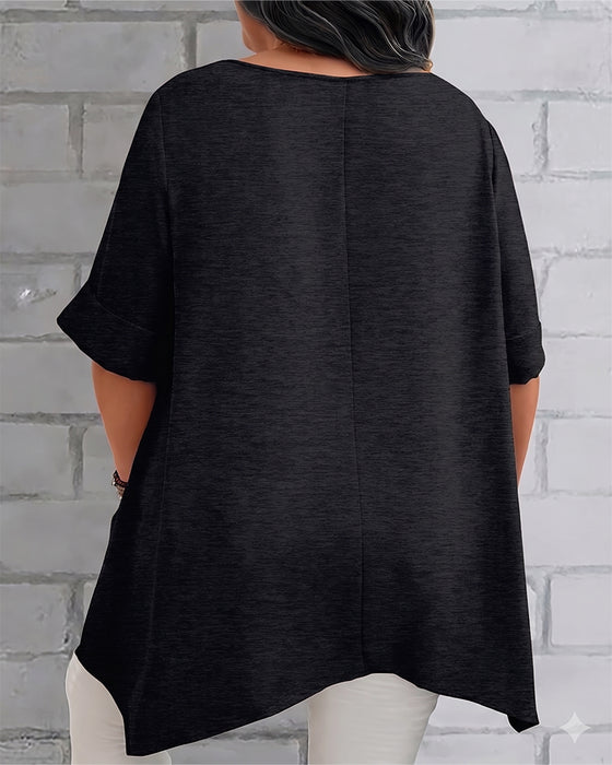 T-Shirt Luźny Boczna Kieszeń