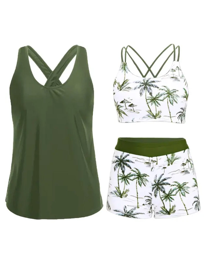 Tankini Wakacyjny Z Nadrukiem Bezrękawowy