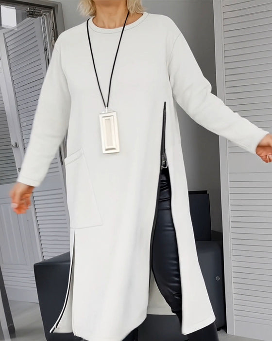 Sukienka Stylowa Duża Kieszeń Design Z Zamkiem