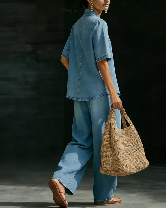 Komplet Prany Denim Dekolt V