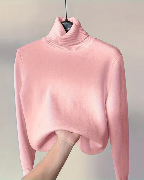 Grubszy sweter w jednolitym kolorze z długim rękawem
