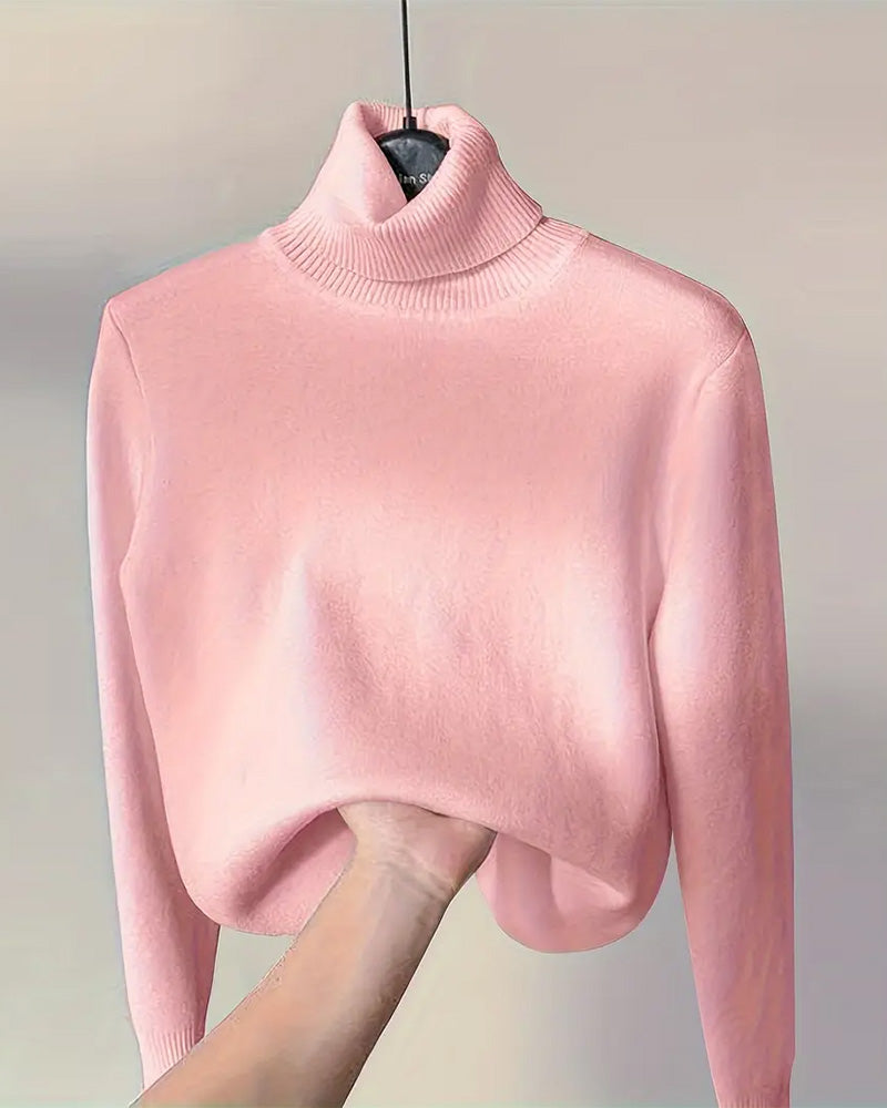 Grubszy sweter w jednolitym kolorze z długim rękawem