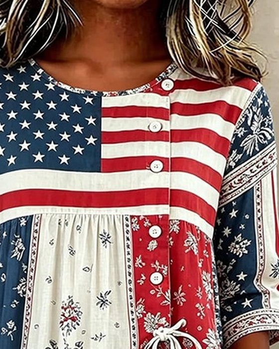 Bluza Flaga Patchwork Nadruk Sznurowanie