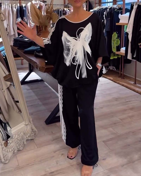 Garnitur Luźny Casual Dwuczęściowy