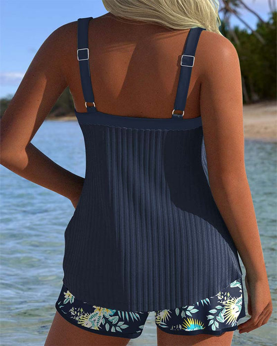 Tankini W Paski Dwuczęściowy Szorty Plażowe