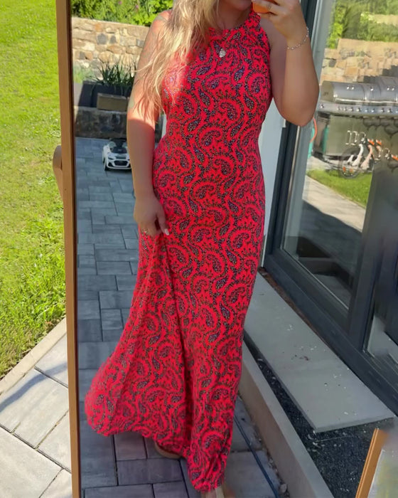 Sukienka Halter Bez Rękawów Dopasowana
