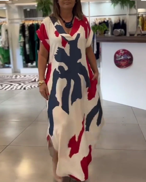 Sukienka Krótki Rękaw Drukowana