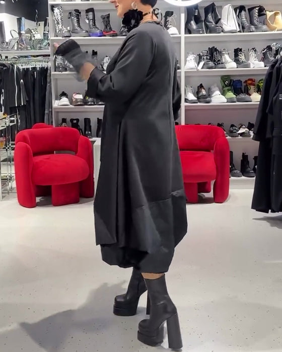 Sukienka w jednolitym kolorze modna patchworkowa