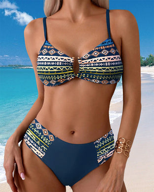Bikini Drukowany Styl Wakacyjny Seksowny Dwuczęściowy