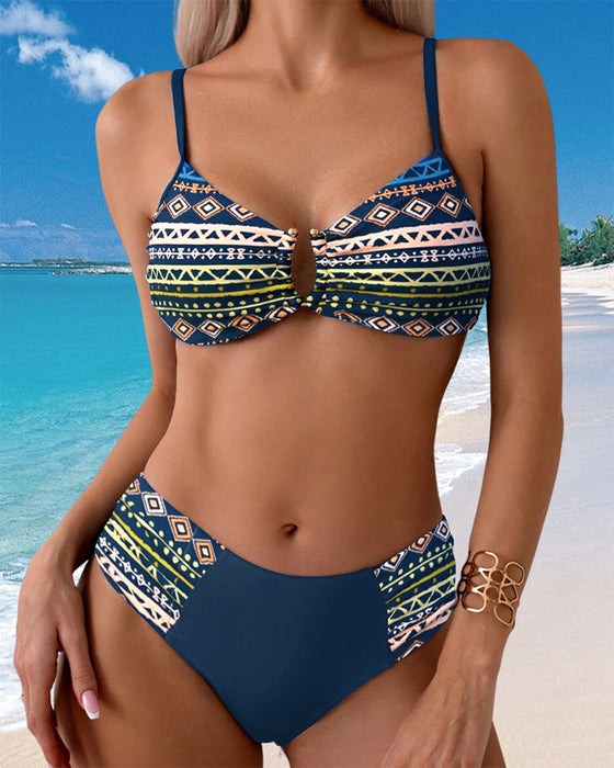 Bikini Drukowany Styl Wakacyjny Seksowny Dwuczęściowy