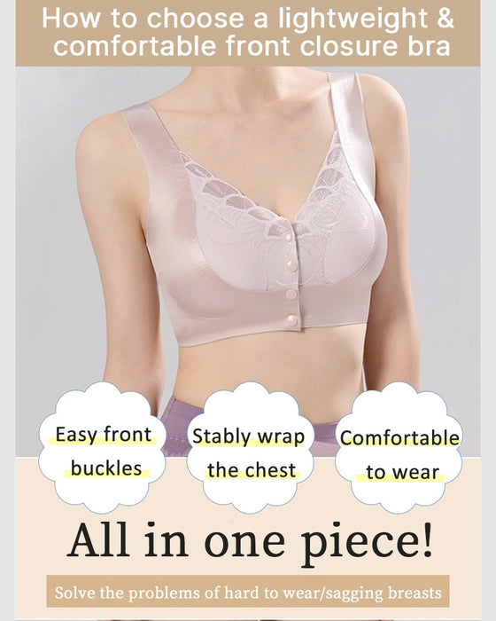 Biustonosz Z Przodu Zapięcie Satyna Koronka