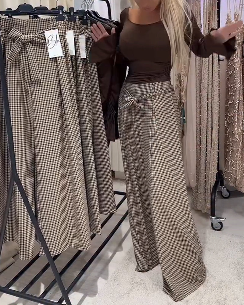 Szerokie Spodnie W Pepitkę W Stylu ”Old Money”