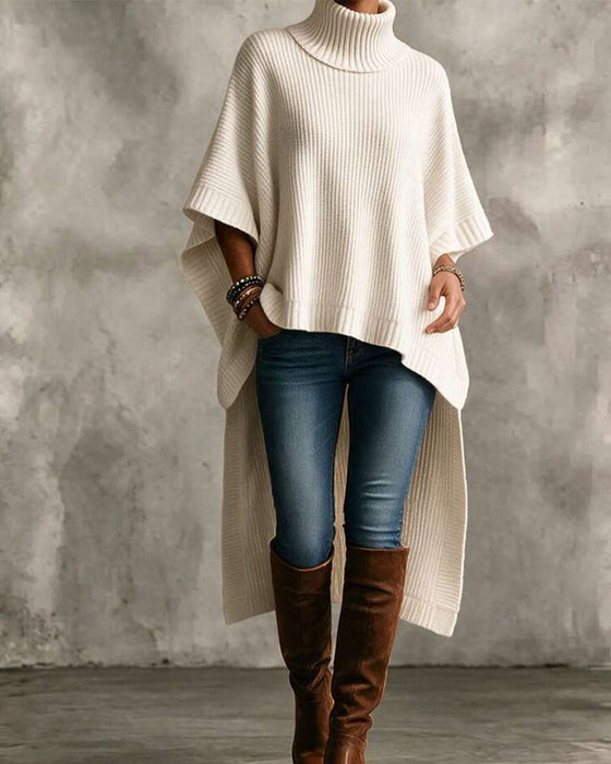 Sweter Turtleneck Peleryna Nieregularny
