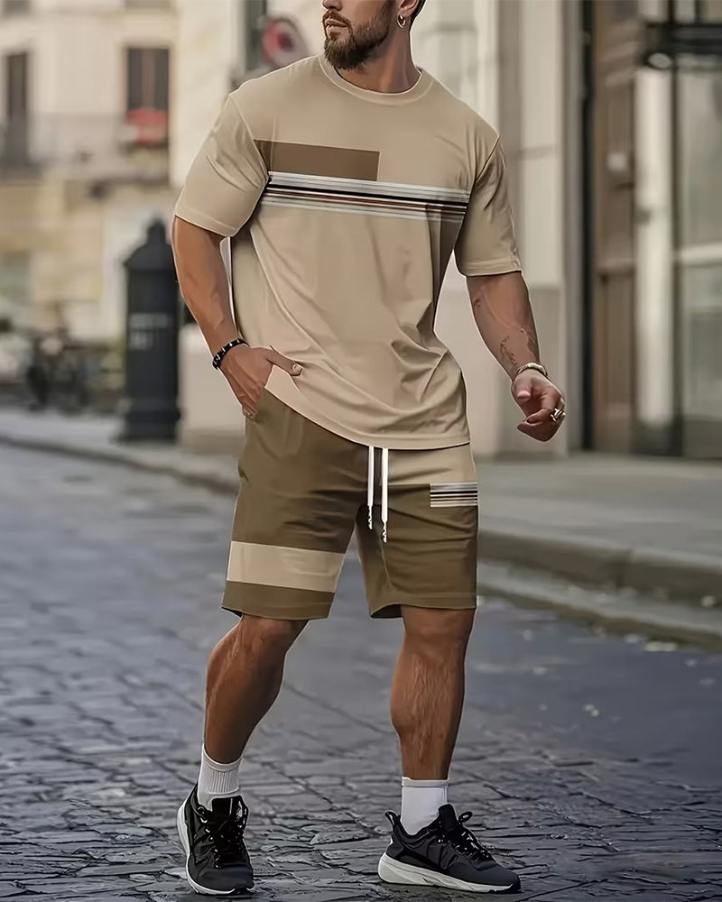 Zestaw W Paski Codzienny Krótki Rękaw