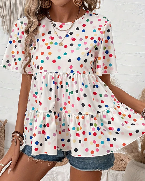 Bluza Kolorowy Polka Dot Babydoll