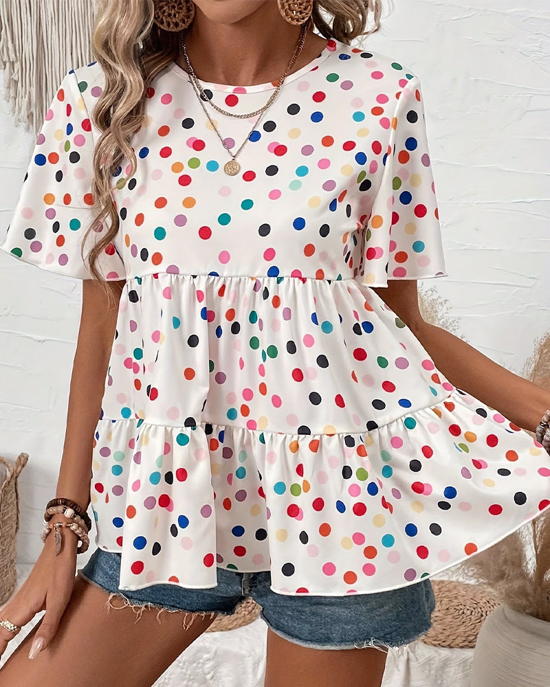 Bluza Kolorowy Polka Dot Babydoll