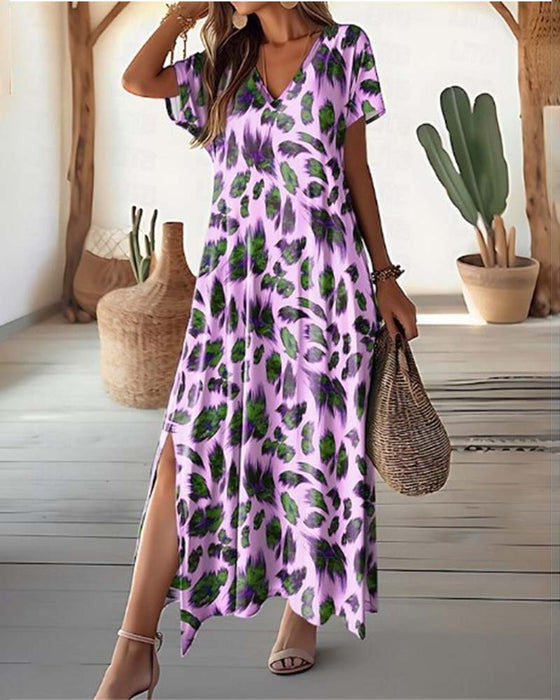 Spódnica z dekoltem V i nadrukiem