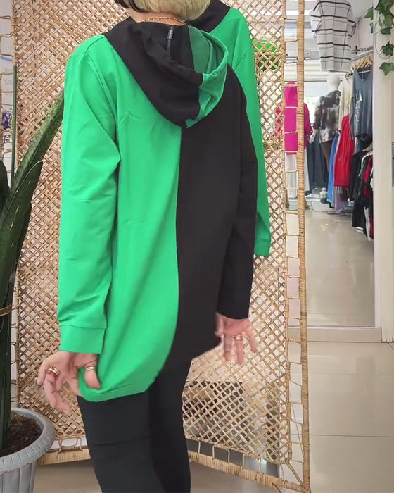Bluza z kapturem, casual, z nadrukiem w bloki kolorów