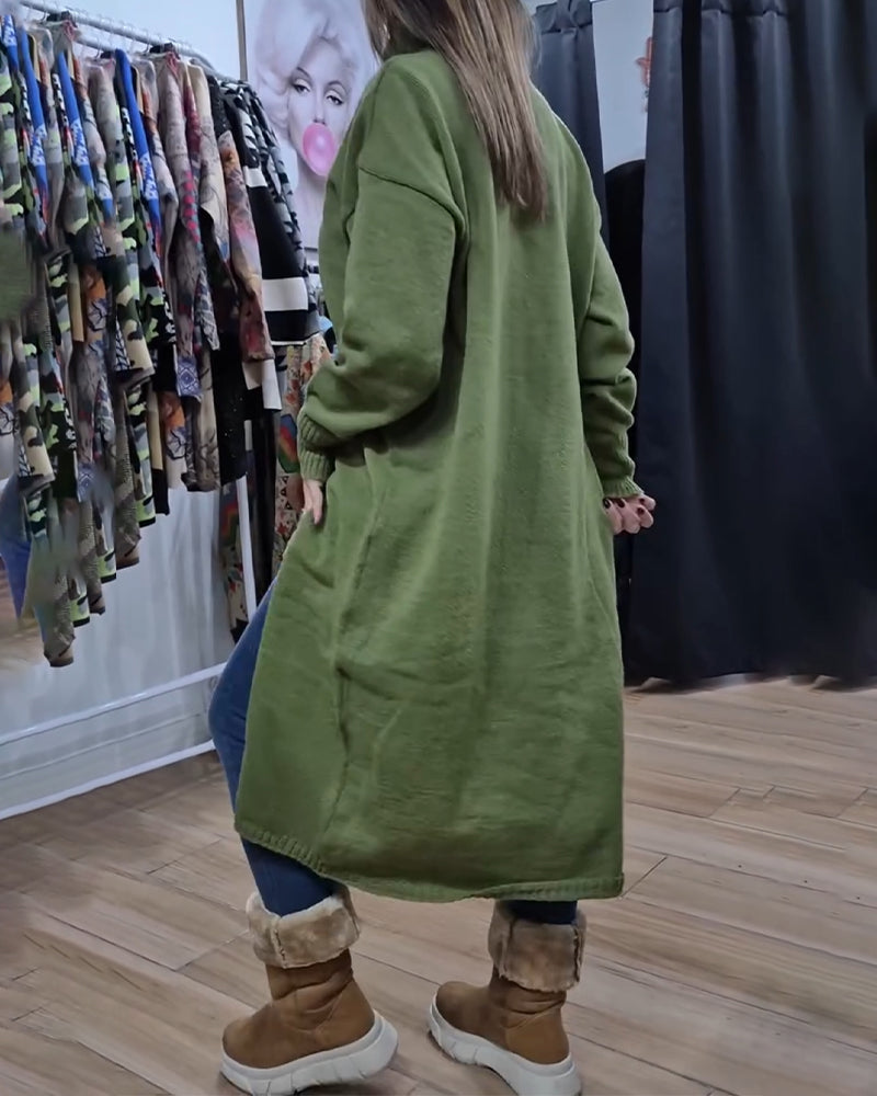 Sweter Golf Guzik Rozcięcie Długi