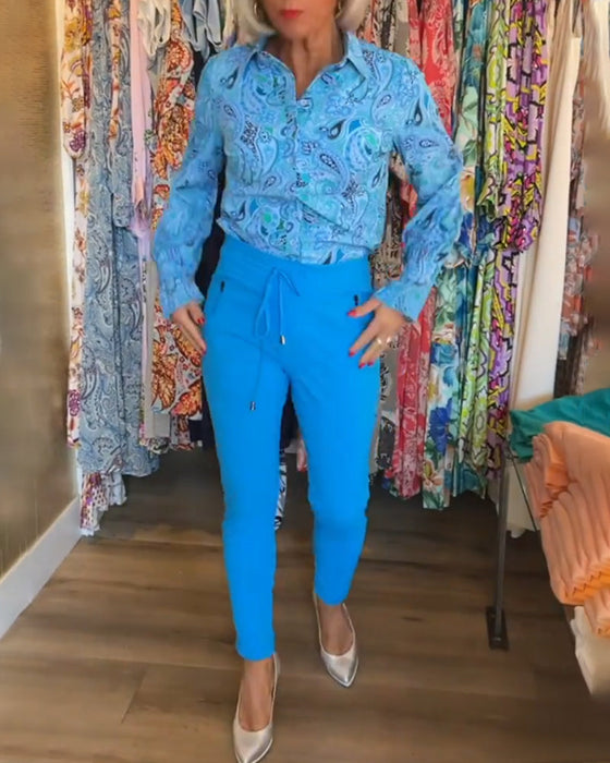 Wakacyjna koszula z długim rękawem i nadrukiem