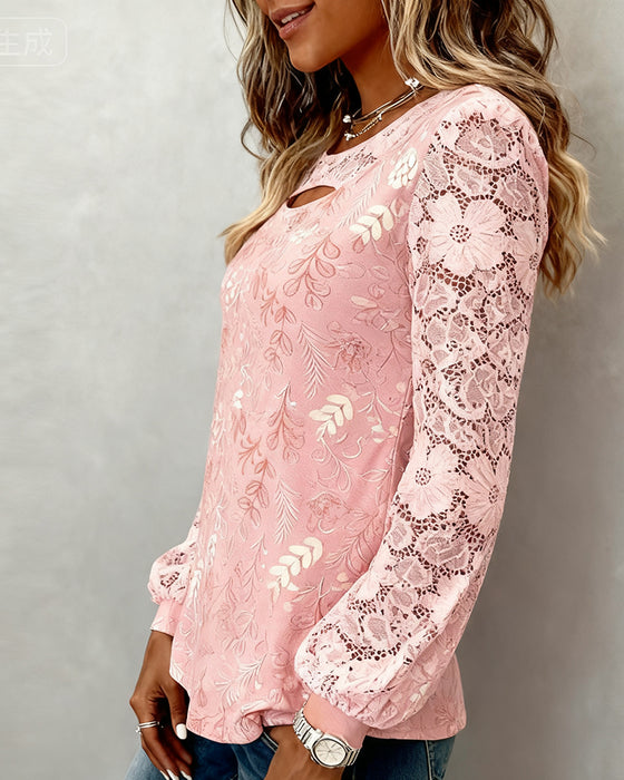 Modna Bluzka Z Ażurem I Detalami Patchwork