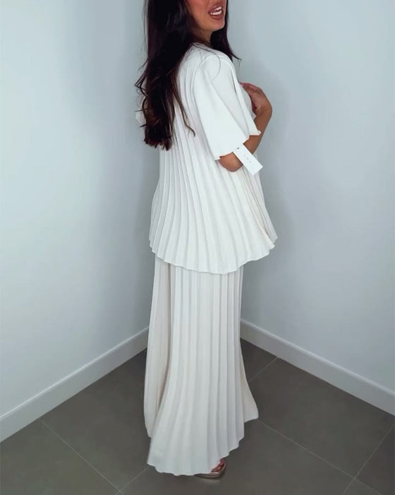 Luźne komplety plisowane w jednolitym kolorze