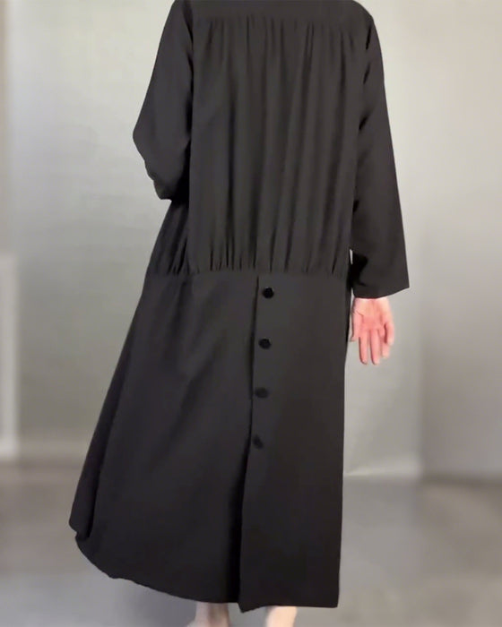 Luźna Sukienka Plus Size W Jednolitym Kolorze Z Guzikami