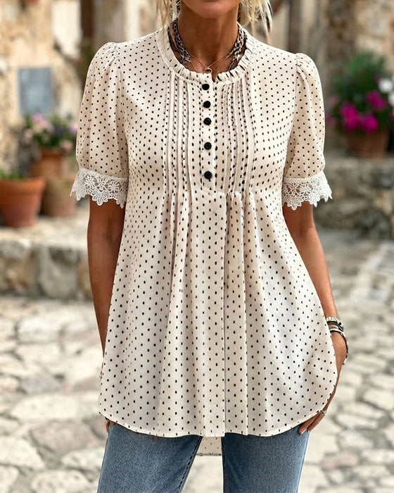Bluzka Bąbelkowe Rękaw Polka Dot