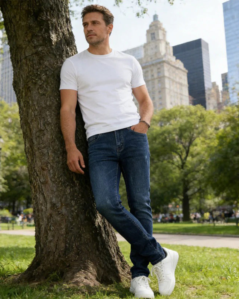 Jeans Męskie Casual Gładki