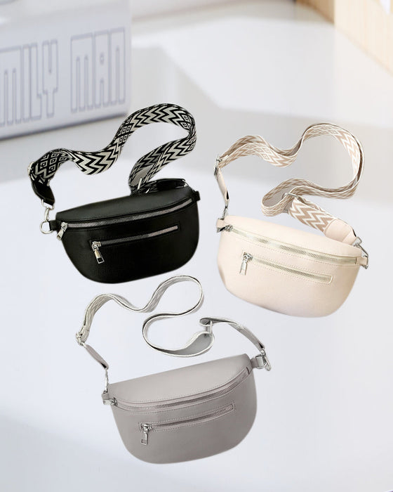 Torba na ramię zapinana na suwak z kontrastowymi paskami