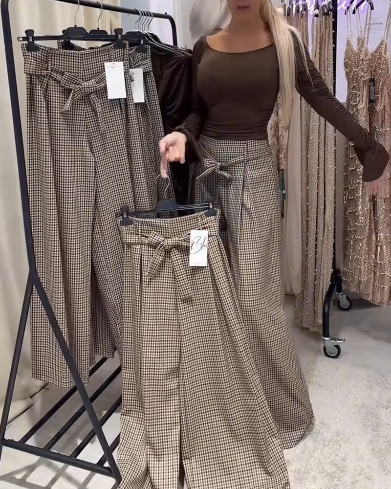 Szerokie Spodnie W Pepitkę W Stylu ”Old Money”