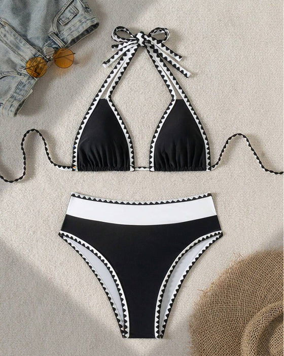 Bikini Seksowny Kontrastowy Kolor Rozdzielony Trójkąt