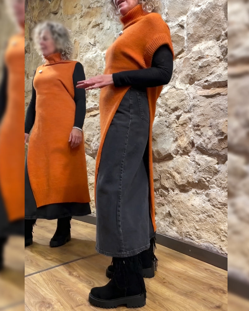 Krótki Rękaw Golf Z Rozcięciem I Golfowym Kołnierzem