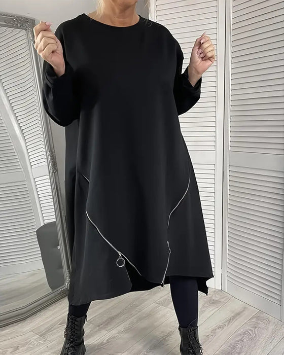 Luźna Oversize Sukienka Z Zamkiem