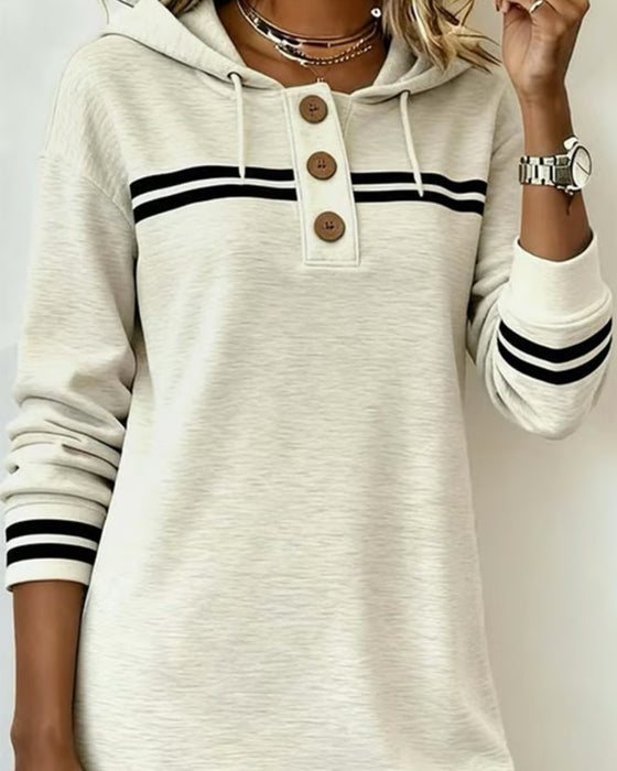 Sukienka Z Kapturem W Paski Color-Block Casual