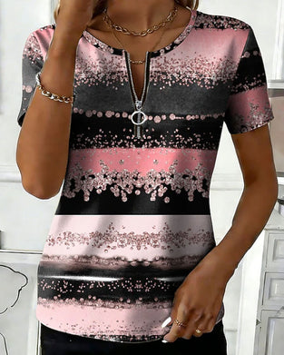 Top Gradient W Błyszczące Paski Zapinany Na Zamek