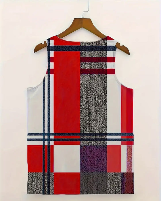 Top Bez Rękawów Z Nadrukiem W Kratę