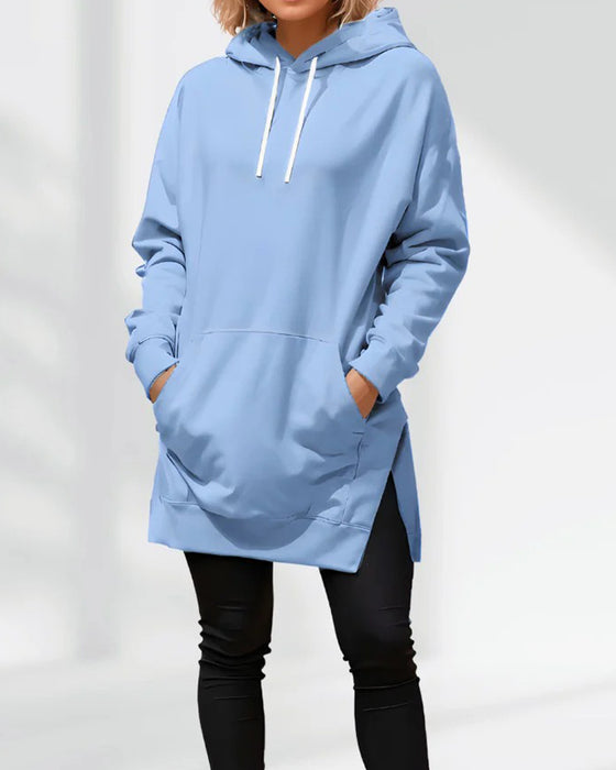 Bluza Z Kapturem Jednokolorowa Luźny Krój Ściągacz