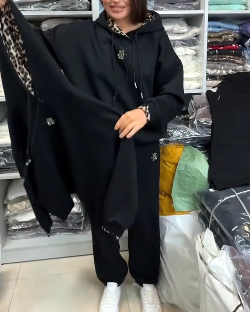 Zestaw Dwuczęściowy W Leopardzim Printcie Z Kapturem