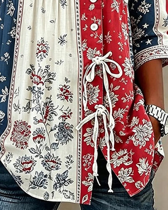 Bluza Flaga Patchwork Nadruk Sznurowanie