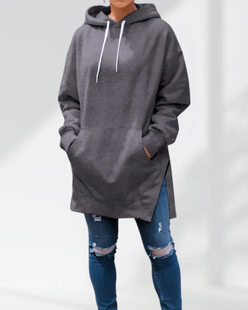 Bluza Z Kapturem Jednokolorowa Luźny Krój Ściągacz