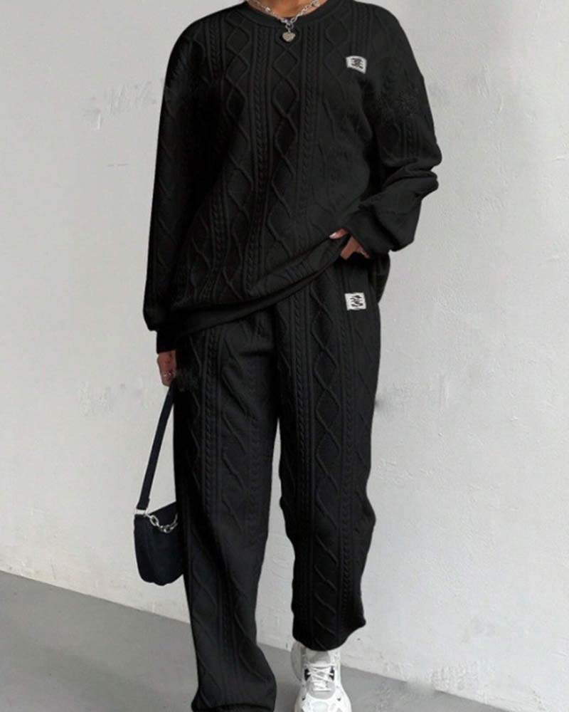 Dwuczęściowy Zestaw Nitkowany Jacquard Casual