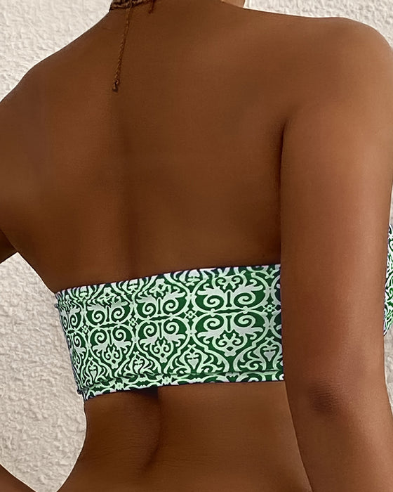 Bikini Bandeau Kwiatowy Wzór Dwuczęściowy