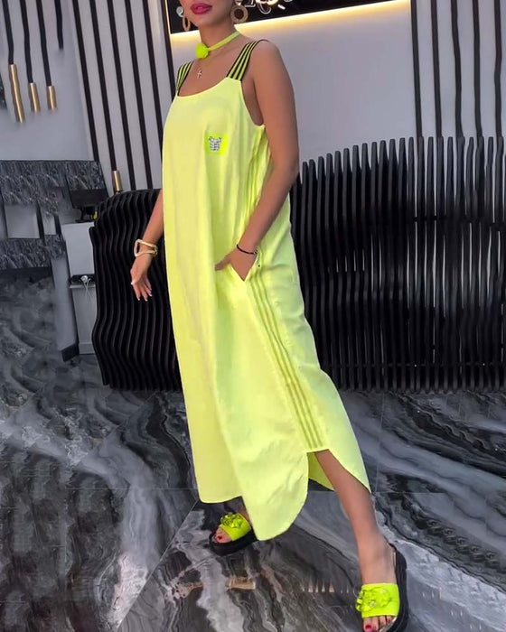 Sukienka Splicowana Zawieszenie Luźna