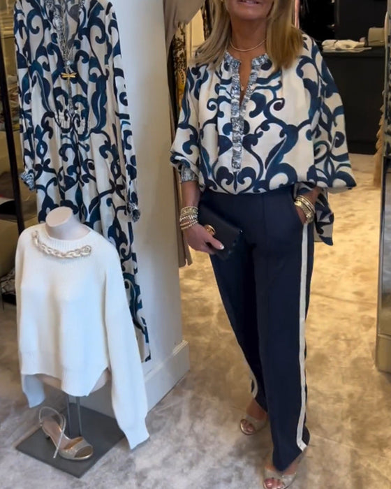 Bluzka z rękawami typu lampion w stylu retro